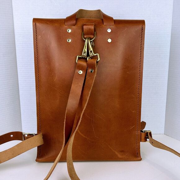 Mifland Standard Rucksack USA Made Full Leather Backpack Tan Oil Copper Bag - Picture 3 of 13
